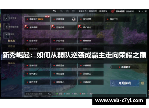 新秀崛起：如何从弱队逆袭成霸主走向荣耀之巅